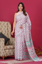 Load image into Gallery viewer, Mulmul Cotton Saree with Hand Block Print - Shivanya Handicrafts Women's Traditional Indian Wear