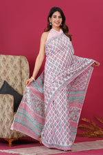 Load image into Gallery viewer, Mulmul Cotton Saree with Hand Block Print - Shivanya Handicrafts Women's Traditional Indian Wear