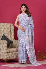 Load image into Gallery viewer, Mulmul Cotton Saree with Hand Block Print - Shivanya Handicrafts Women's Traditional Indian Wear