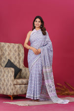Load image into Gallery viewer, Mulmul Cotton Saree with Hand Block Print - Shivanya Handicrafts Women's Traditional Indian Wear