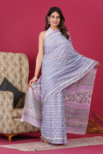 Load image into Gallery viewer, Mulmul Cotton Saree with Hand Block Print - Shivanya Handicrafts Women's Traditional Indian Wear