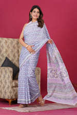 Load image into Gallery viewer, Mulmul Cotton Saree with Hand Block Print - Shivanya Handicrafts Women's Traditional Indian Wear