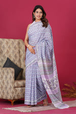 Load image into Gallery viewer, Mulmul Cotton Saree with Hand Block Print - Shivanya Handicrafts Women's Traditional Indian Wear
