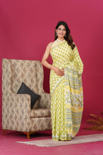 Load image into Gallery viewer, Mulmul Cotton Saree with Hand Block Print - Shivanya Handicrafts Women's Traditional Indian Wear