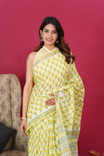Load image into Gallery viewer, Mulmul Cotton Saree with Hand Block Print - Shivanya Handicrafts Women's Traditional Indian Wear