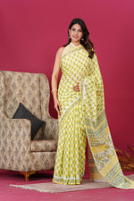 Load image into Gallery viewer, Mulmul Cotton Saree with Hand Block Print - Shivanya Handicrafts Women's Traditional Indian Wear