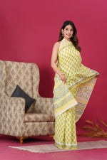 Load image into Gallery viewer, Mulmul Cotton Saree with Hand Block Print - Shivanya Handicrafts Women's Traditional Indian Wear