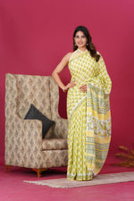 Load image into Gallery viewer, Mulmul Cotton Saree with Hand Block Print - Shivanya Handicrafts Women's Traditional Indian Wear