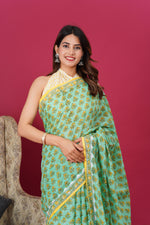 Load image into Gallery viewer, Mulmul Cotton Saree with Hand Block Print - Shivanya Handicrafts Women's Traditional Indian Wear