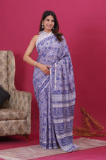 Load image into Gallery viewer, Mulmul Cotton Saree with Hand Block Print - Shivanya Handicrafts Women's Traditional Indian Wear