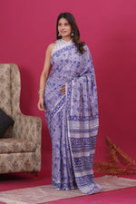 Load image into Gallery viewer, Mulmul Cotton Saree with Hand Block Print - Shivanya Handicrafts Women's Traditional Indian Wear
