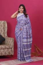 Load image into Gallery viewer, Mulmul Cotton Saree with Hand Block Print - Shivanya Handicrafts Women's Traditional Indian Wear