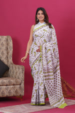 Load image into Gallery viewer, Mulmul Cotton Saree with Hand Block Print - Shivanya Handicrafts Women's Traditional Indian Wear