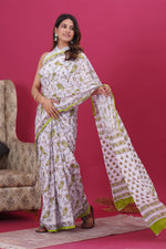 Load image into Gallery viewer, Mulmul Cotton Saree with Hand Block Print - Shivanya Handicrafts Women's Traditional Indian Wear