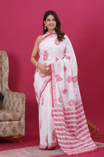Load image into Gallery viewer, Mulmul Cotton Saree with Hand Block Print - Shivanya Handicrafts Women's Traditional Indian Wear