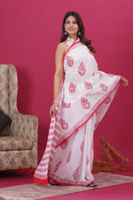 Load image into Gallery viewer, Mulmul Cotton Saree with Hand Block Print - Shivanya Handicrafts Women's Traditional Indian Wear