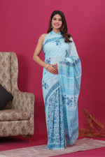 Load image into Gallery viewer, Mulmul Cotton Saree with Hand Block Print - Shivanya Handicrafts Women's Traditional Indian Wear