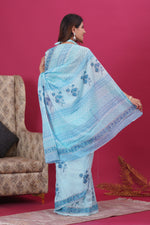 Load image into Gallery viewer, Mulmul Cotton Saree with Hand Block Print - Shivanya Handicrafts Women's Traditional Indian Wear