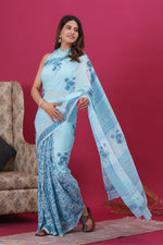 Load image into Gallery viewer, Mulmul Cotton Saree with Hand Block Print - Shivanya Handicrafts Women's Traditional Indian Wear