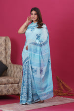 Load image into Gallery viewer, Mulmul Cotton Saree with Hand Block Print - Shivanya Handicrafts Women's Traditional Indian Wear