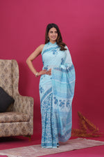 Load image into Gallery viewer, Mulmul Cotton Saree with Hand Block Print - Shivanya Handicrafts Women's Traditional Indian Wear