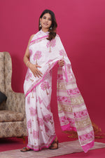 Load image into Gallery viewer, Mulmul Cotton Saree with Hand Block Print - Shivanya Handicrafts Women's Traditional Indian Wear