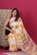 Load image into Gallery viewer, Mulmul Cotton Saree with Hand Block Print - Shivanya Handicrafts Women's Traditional Indian Wear