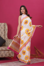 Load image into Gallery viewer, Mulmul Cotton Saree with Hand Block Print - Shivanya Handicrafts Women's Traditional Indian Wear