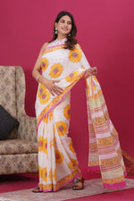 Load image into Gallery viewer, Mulmul Cotton Saree with Hand Block Print - Shivanya Handicrafts Women's Traditional Indian Wear