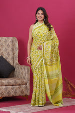 Load image into Gallery viewer, Mulmul Cotton Saree with Hand Block Print - Shivanya Handicrafts Women's Traditional Indian Wear