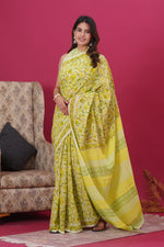 Load image into Gallery viewer, Mulmul Cotton Saree with Hand Block Print - Shivanya Handicrafts Women's Traditional Indian Wear
