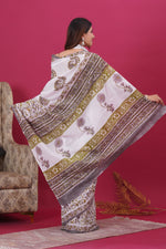 Load image into Gallery viewer, Mulmul Cotton Saree with Hand Block Print - Shivanya Handicrafts Women's Traditional Indian Wear