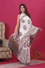 Load image into Gallery viewer, Mulmul Cotton Saree with Hand Block Print - Shivanya Handicrafts Women's Traditional Indian Wear