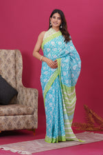 Load image into Gallery viewer, Mulmul Cotton Saree with Hand Block Print - Shivanya Handicrafts Women's Traditional Indian Wear