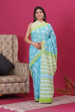 Load image into Gallery viewer, Mulmul Cotton Saree with Hand Block Print - Shivanya Handicrafts Women's Traditional Indian Wear