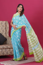 Load image into Gallery viewer, Mulmul Cotton Saree with Hand Block Print - Shivanya Handicrafts Women's Traditional Indian Wear
