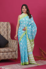Load image into Gallery viewer, Mulmul Cotton Saree with Hand Block Print - Shivanya Handicrafts Women's Traditional Indian Wear