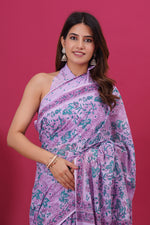 Load image into Gallery viewer, Mulmul Cotton Saree with Hand Block Print - Shivanya Handicrafts Women's Traditional Indian Wear