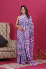 Load image into Gallery viewer, Mulmul Cotton Saree with Hand Block Print - Shivanya Handicrafts Women's Traditional Indian Wear