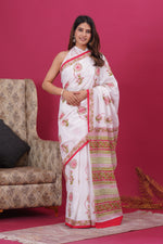 Load image into Gallery viewer, Mulmul Cotton Saree with Hand Block Print - Shivanya Handicrafts Women's Traditional Indian Wear