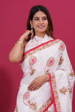 Load image into Gallery viewer, Mulmul Cotton Saree with Hand Block Print - Shivanya Handicrafts Women's Traditional Indian Wear