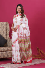 Load image into Gallery viewer, Mulmul Cotton Saree with Hand Block Print - Shivanya Handicrafts Women's Traditional Indian Wear
