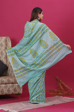 Load image into Gallery viewer, Mulmul Cotton Saree with Hand Block Print - Shivanya Handicrafts Women's Traditional Indian Wear