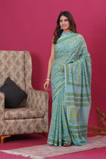 Load image into Gallery viewer, Mulmul Cotton Saree with Hand Block Print - Shivanya Handicrafts Women's Traditional Indian Wear