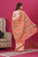 Load image into Gallery viewer, Mulmul Cotton Saree with Hand Block Print - Shivanya Handicrafts Women's Traditional Indian Wear