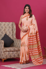 Load image into Gallery viewer, Mulmul Cotton Saree with Hand Block Print - Shivanya Handicrafts Women's Traditional Indian Wear