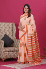 Load image into Gallery viewer, Mulmul Cotton Saree with Hand Block Print - Shivanya Handicrafts Women's Traditional Indian Wear
