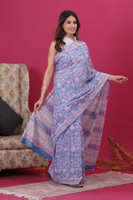 Load image into Gallery viewer, Mulmul Cotton Saree with Hand Block Print - Shivanya Handicrafts Women's Traditional Indian Wear