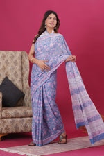 Load image into Gallery viewer, Mulmul Cotton Saree with Hand Block Print - Shivanya Handicrafts Women's Traditional Indian Wear