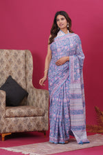 Load image into Gallery viewer, Mulmul Cotton Saree with Hand Block Print - Shivanya Handicrafts Women's Traditional Indian Wear